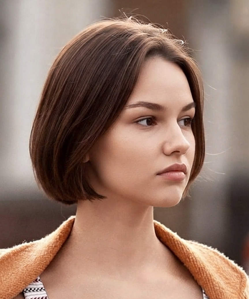 Classic Chin-Length Bob With Soft Inward-Curving Ends - view from the side