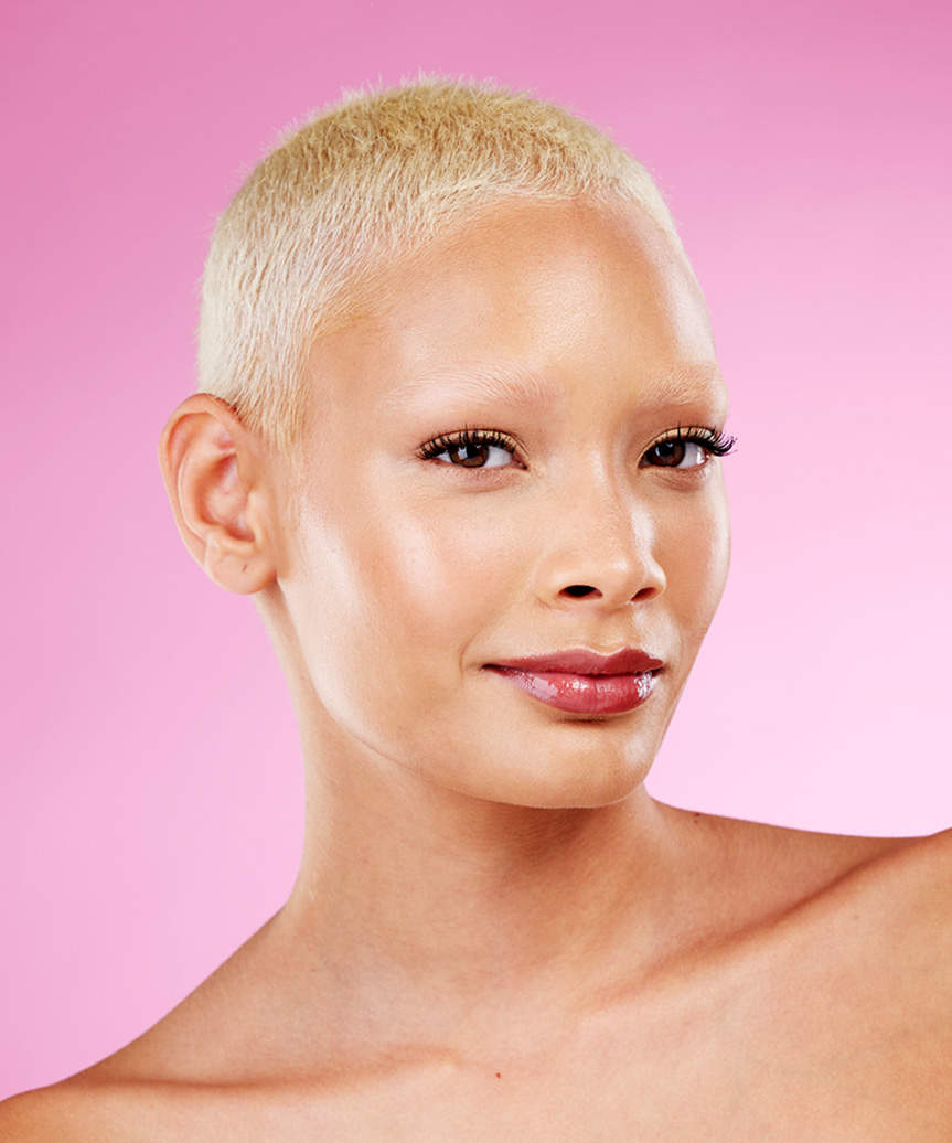 Blonde Buzz Cut For Women - view from the side