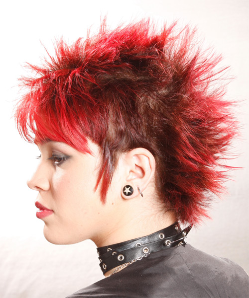  Spiky Bold Alternative Hairstyle With Red Hair Color - side on view