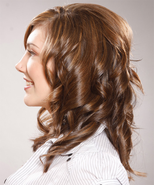  Light Brown Hairstyle With Defined Curls - side on view