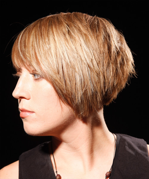  Choppy Hairstyle With Light And Medium Blonde Two-Tone Hair Color - side on view