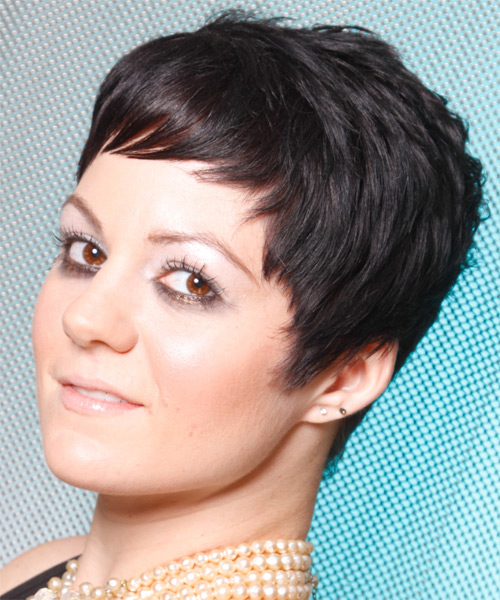  Short Straight   Black Ash    Hairstyle   - Side on View