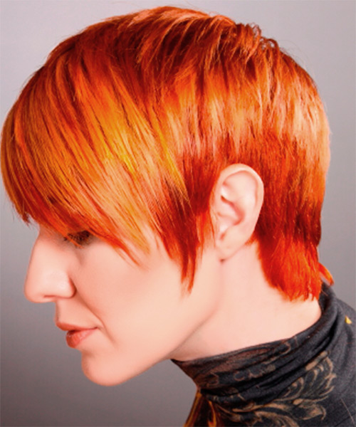  Copper Hairstyle With Bright Highlights - side on view