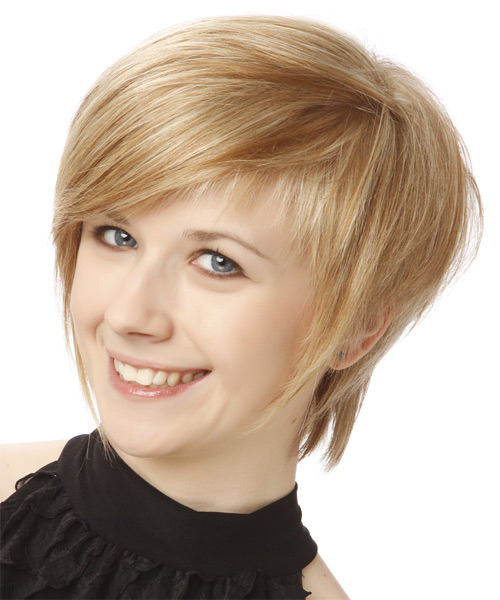  Dazzling Straight Champagne Blonde Hairstyle With Side Swept Bangs - side on view