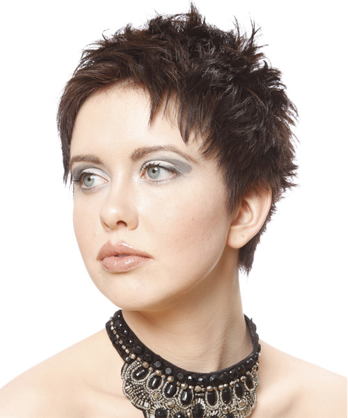 Short hair with jagged layers - side view