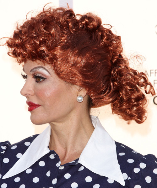 Lisa Rinna  Long Curly   Light Red  Updo    - Side on View
