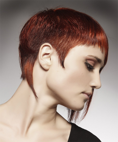 Short Asymmetrical Haircut With Jagged Bangs - side on view