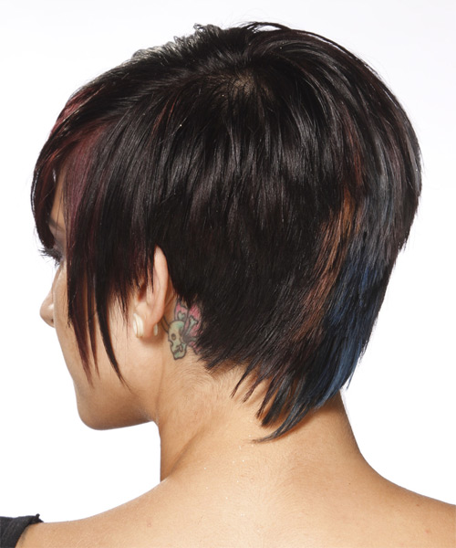 Short Hairstyle with red highlights - side view