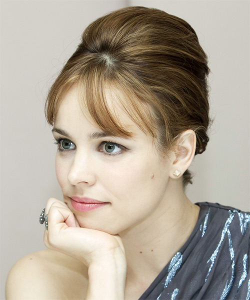 Rachel McAdams  Long Straight    Brunette  Updo  with Side Swept Bangs  - Side on View