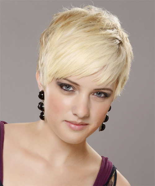 Simple And Smooth Light Blonde Pixie Haircut - side on view