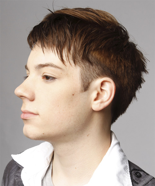  Short Straight    Brunette   Hairstyle  for Men - Side on View