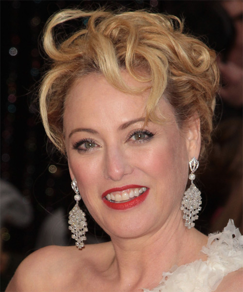 Virginia Madsen Long Curly   Light Blonde and  Brunette Two-Tone  Updo - side on view