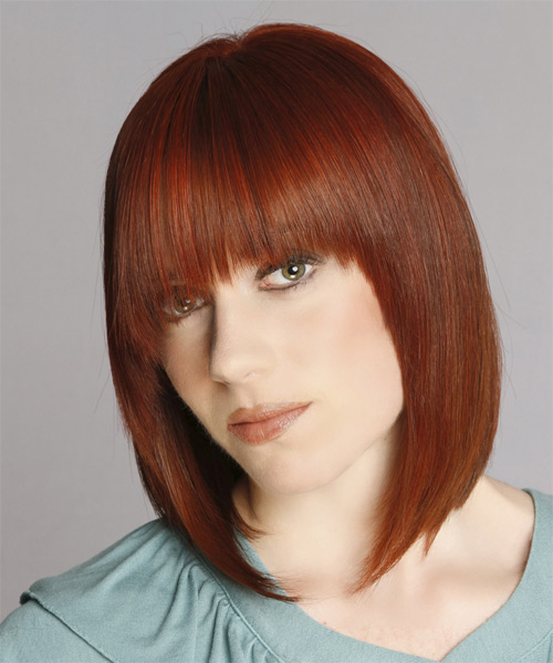 Medium Straight Hairstyle with medium length red hair