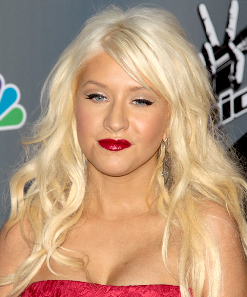 Christina Aguilera Long Wavy   Light Golden Blonde - side on view