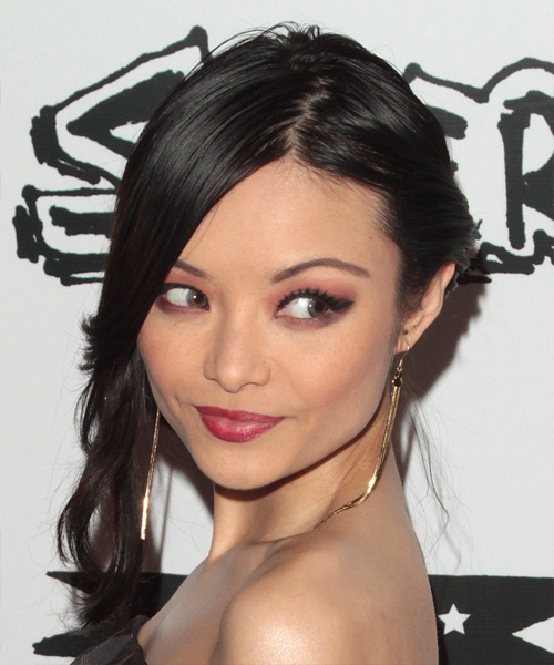 Tila Tequila Long Straight Black Updo Hairstyle