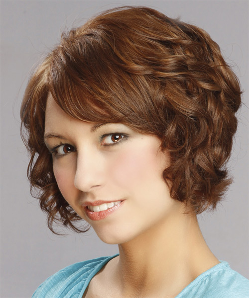  Auburn Brunette Classic Curls With Blonde Highlights - side on view