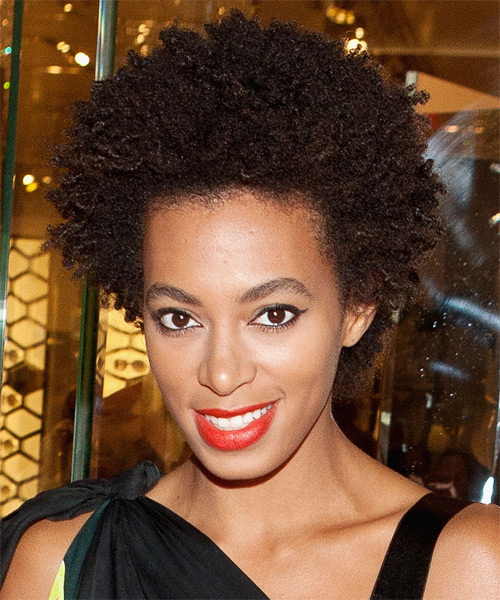 Solange Knowles Short Curly Afro Hairstyle