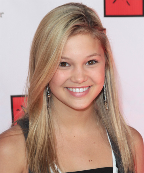 Olivia Holt  Long Straight    Blonde     with Light Blonde Highlights - side on view