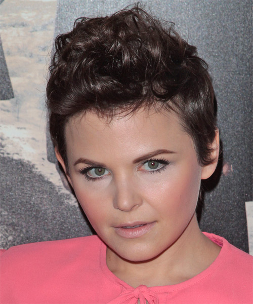 Ginnifer Goodwin Short Wavy    Chocolate Brunette   Hairstyle - side on view