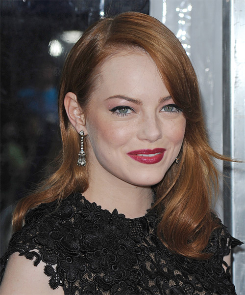 Emma Stone Long Straight Copper Hairstyle