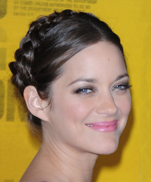 Marion Cotillard Dark Brunette Updo Hairstyle with a Plait