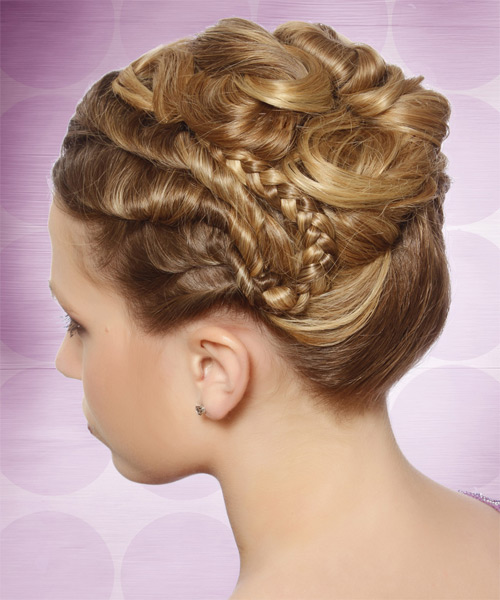 Formal Elegant Updo Hairstyle - Light Caramel Brunette Hair Color with Blonde Highlights