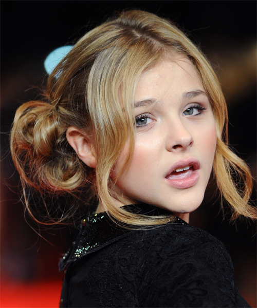 Chloe Grace Moretz Long Curly Casual Emo Updo Hairstyle 