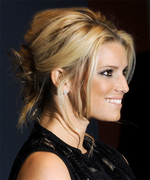 Jessica Simpson Casual Long Straight Updo Hairstyle 