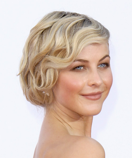 Julianne Hough Short Wavy   Light Blonde   with Side Swept Bangs - side on view