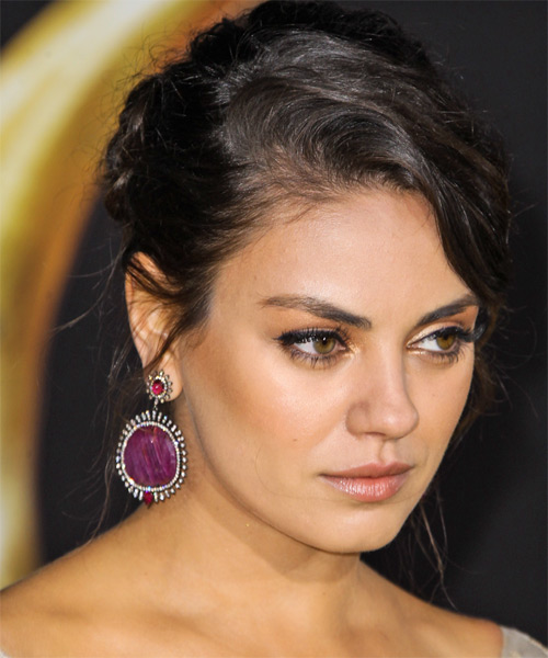 Mila Kunis  Long Curly   Black   Updo    - Side on View