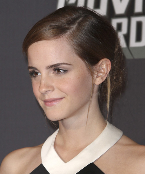 Emma Watson Long Straight    Updo - side on view