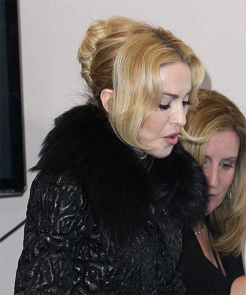 Madonna Long Straight    Updo - side on view