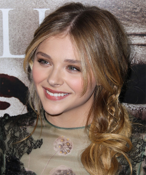 Chloe Grace Moretz Casual Long Curly Half Up Hairstyle