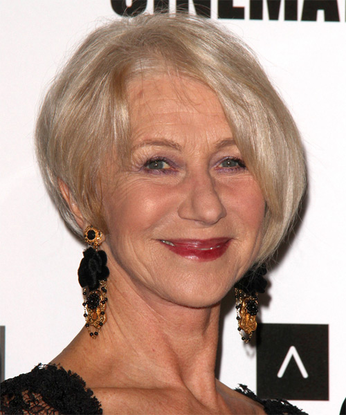 Helen Mirren Short Straight Light Champagne Blonde Hairstyle