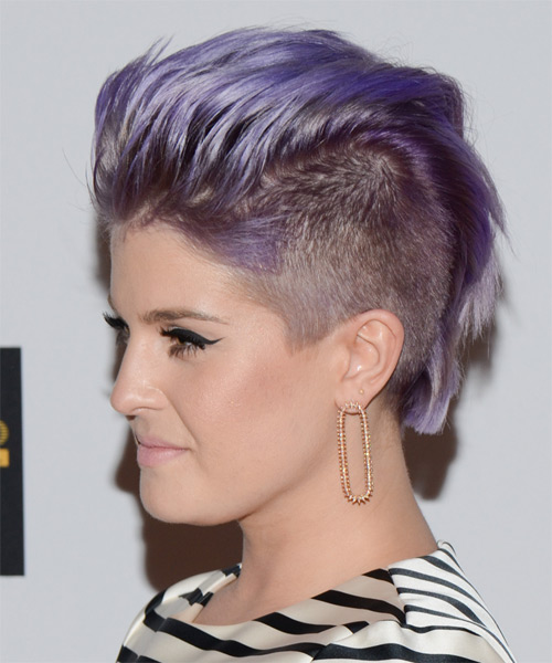 Kelly Osbourne Short Straight Purple Emo Hairstyle