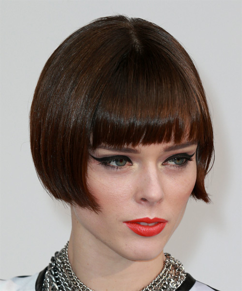 Coco Rocha Short Straight Brunette Bob Haircut with Blunt 