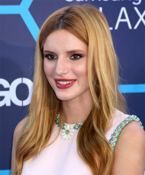 Bella Thorne Long Straight    Blonde   Hairstyle - side on view