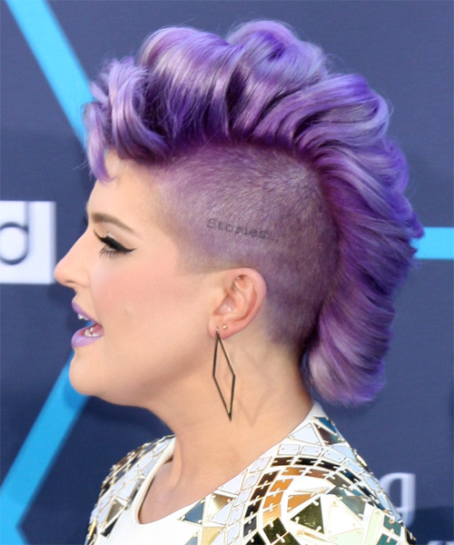 Kelly Osbourne Short Wavy   Purple    Hairstyle   - Side on View