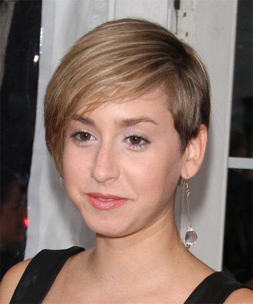 Jazmin Grace Grimaldi Short Straight    Blonde   Hairstyle   with Light Blonde Highlights - Side on View
