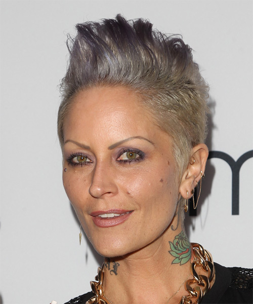 Mandy Lyons Short Straight   Purple Grey    Hairstyle   - Side on View