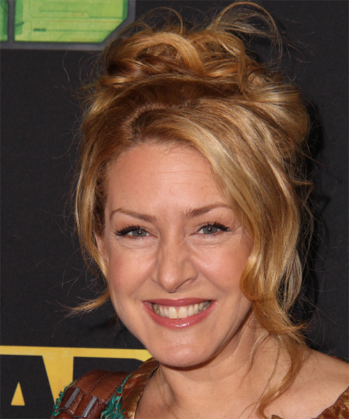 Joely Fisher Long Curly   Dark Copper Blonde  Updo - side on view