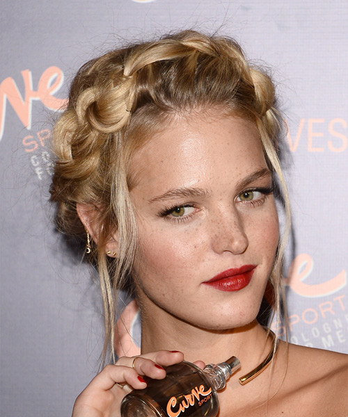 Erin Heatherton Long Straight   Dark Blonde Braided Updo - side view