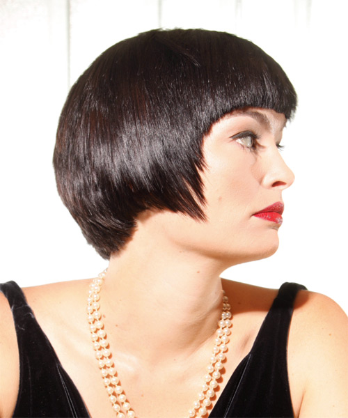  Black Hairstyle With Blunt Cut Bangs - side view