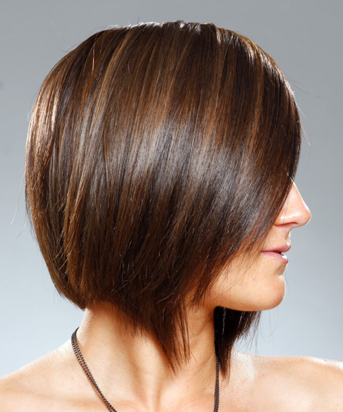 Straight Layered   Brunette - side view