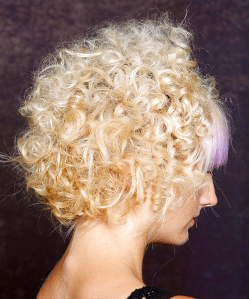  Voluminous Hairstyle With Tight Curls And Straight Fringe - side view