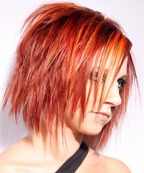  Bright Orange Hairstyle With Texture And Attitude - side view