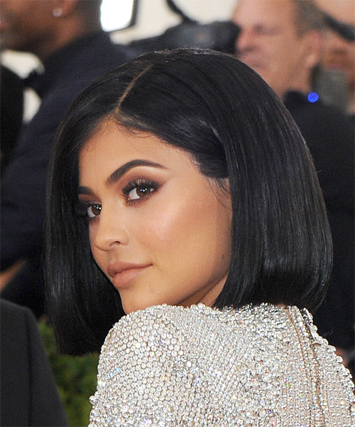 Kylie Jenner Medium Straight Black Bob Haircut