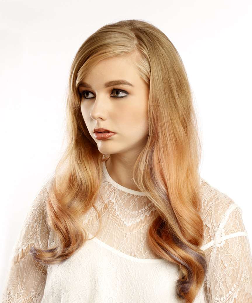  Long Wavy Formal Hairstyle with Side Swept Bangs - Medium Blonde - Side View