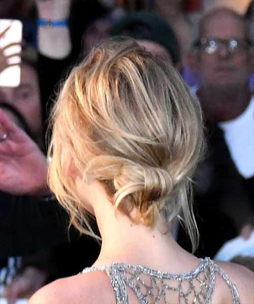 Jennifer Lawrence Medium Straight   Light Blonde Bob Updo - side view