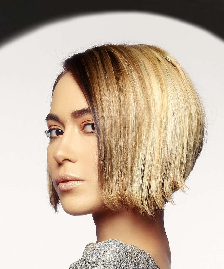 Short Bob Haircut With Subtly Flicked Out Ends - side view